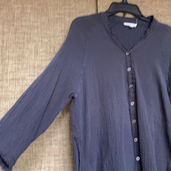 Newberry Kastom oversize crinkle cotton top shirt color asphalt grey - Picture 2 of 7